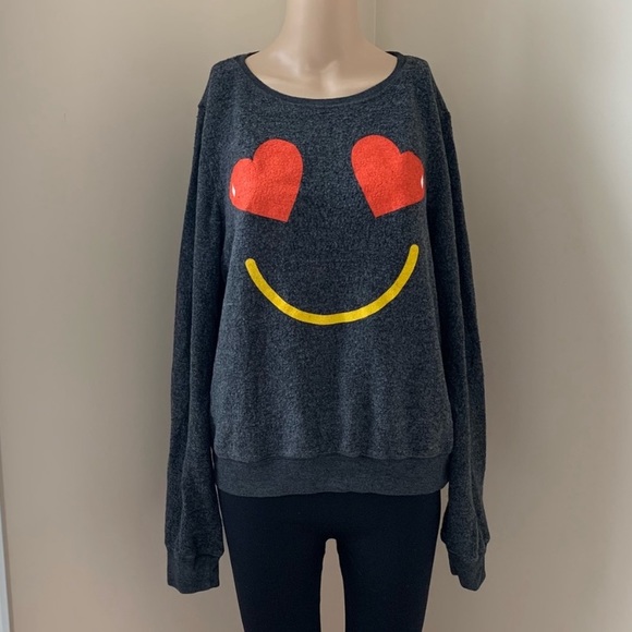 NWOT Wildfox Heart Eyes Smiling Hearts Pullover M - Picture 8 of 9